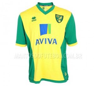 Maillot Domicile Norwich City 2013-14 - Taille L, Joueur Bassong #5 - Occasion Avec Défauts