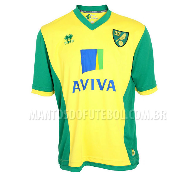 Camisa titular do Norwich 2013-2014 Errea