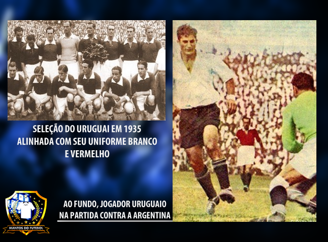 Uniforme vermelho de Uruguai usado em 1935