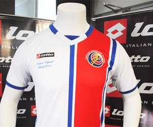 Camisa da Costa Rica comemorativa à Copa do Mundo Lotto capa