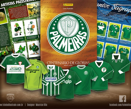 Álbum de figurinhas do Palmeiras lembra camisas históricas do clube capa