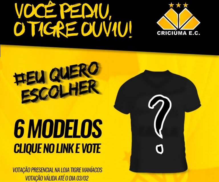 Criciúma inicia votação para nova camisa 2018