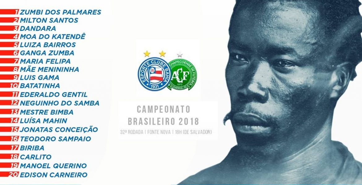 Bahia homenageará mês da Consciência Negra em camisa contra a Chapecoense abre