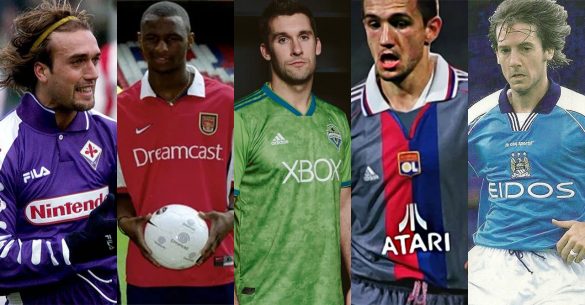 Camisas de futebol com patrocinadores de videogames