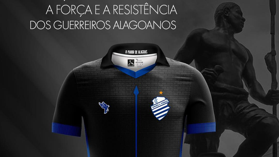 Zumbi dos Palmares Terceira camisa preta do CSA 2019 Azulão abre