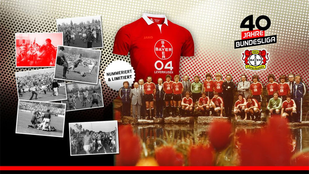 40 anos de Bundesliga Camisa retrô do Bayer Leverkusen 2019 Jako 40 anos de Bundesliga Camisa retrô do Bayer Leverkusen 2019 Jako