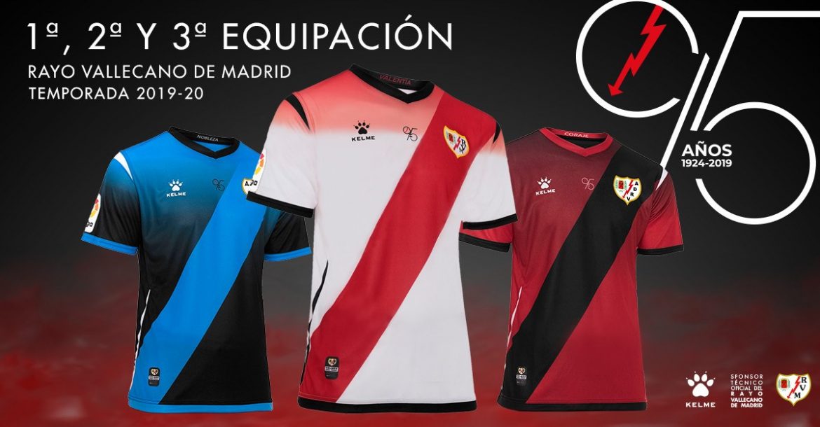 Camisas do Rayo Vallecano 2019-2020 Kelme abre