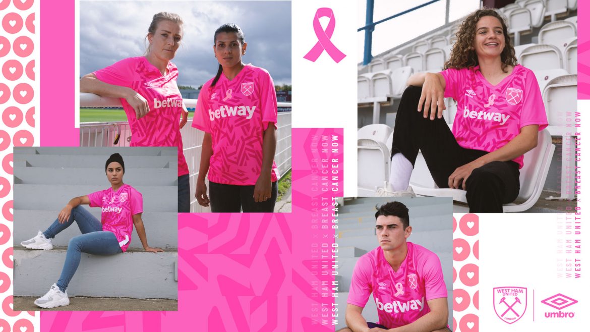Camisa Outubro Rosa do West Ham feminino 2019-2020 Umbro abre