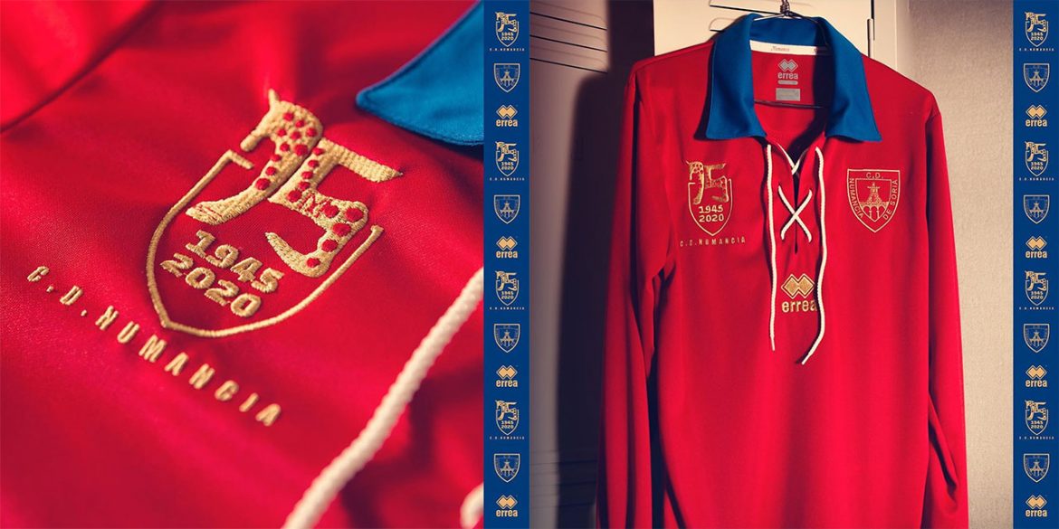 Camisa dos 75 anos do CD Numancia 1945-2020 Erreà abre