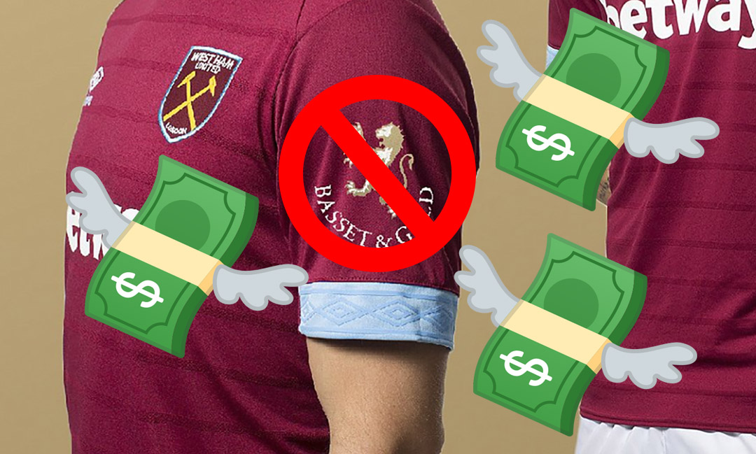 West Ham perde patrocinador das mangas por bancarrota West Ham perde patrocinador das mangas por bancarrota