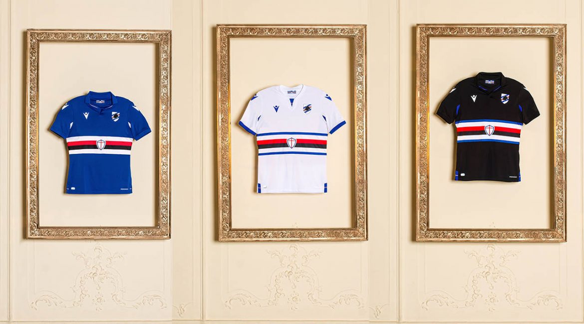 Camisas da Sampdoria 2020-2021 Macron a