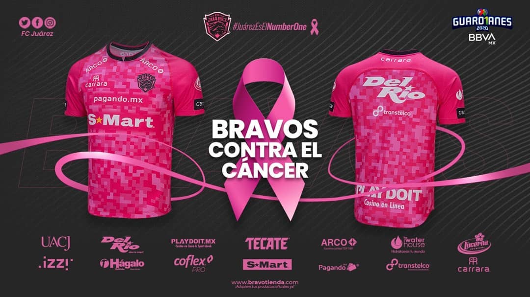 Camisa Outubro Rosa do FC Juárez 2020 Carrara