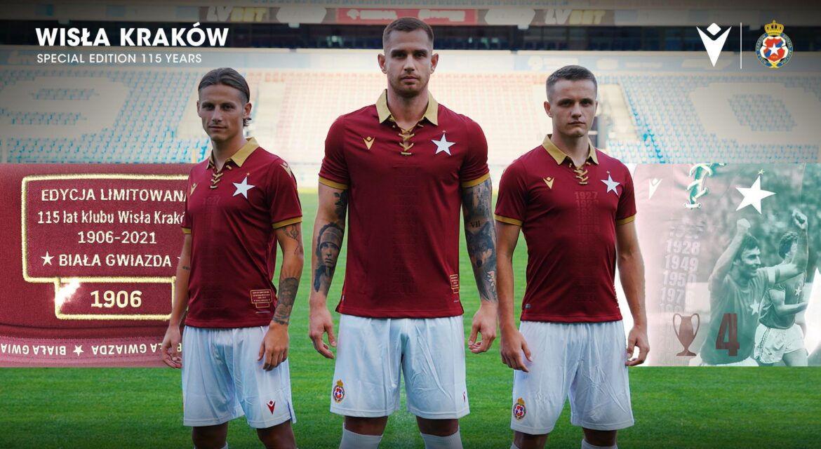 Camisa dos 115 anos do Wisła Cracóvia 2021 Macron a