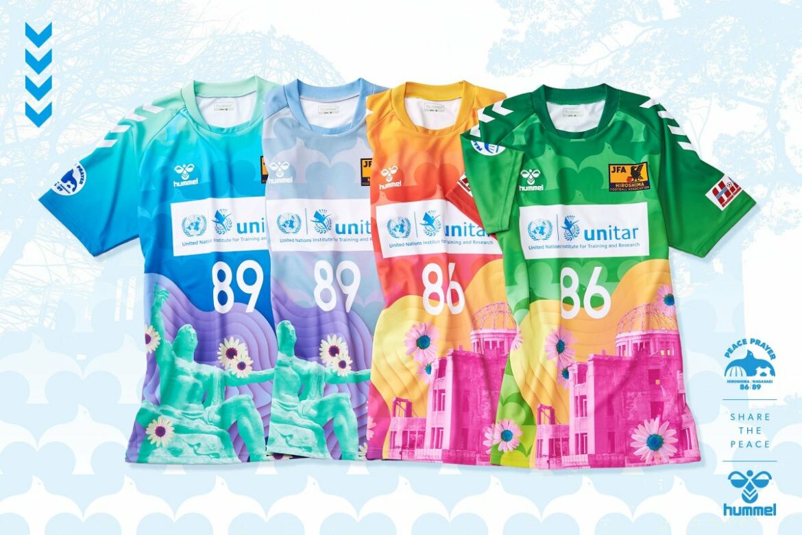 Camisas da paz do V-Varen Nagasaki e Sanfrecce Hiroshima 2021 Hummel