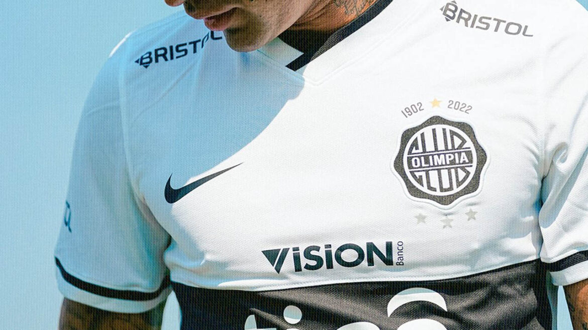 Camisa do Club Olimpia 2022 Nike 120 anos kit a