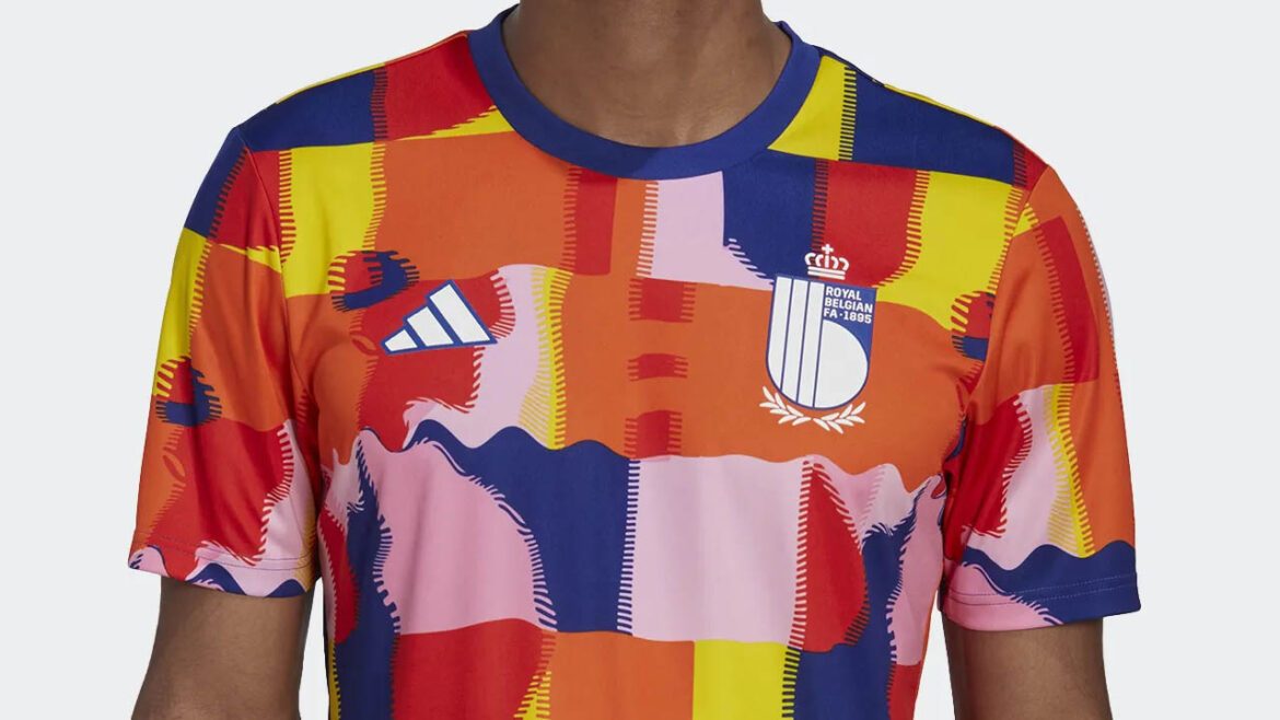 Camisa pré-jogo da Bélgica para Copa do Mundo 2022 Adidas