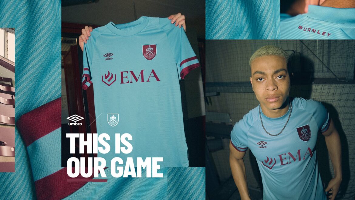 Camisa reserva do Burnley FC 2022-2023 Umbro a Camisa reserva do Burnley FC 2022-2023 Umbro a
