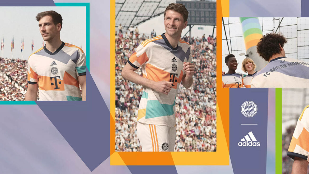 Camisa do Bayern Olympiastadion 50 anos 2022 Adidas a