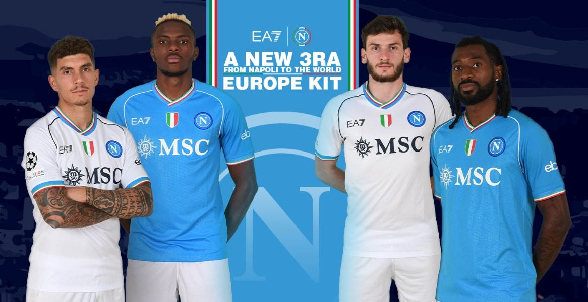 Camisa reserva do Napoli UCL 2023-2024 é revelada pela EA7