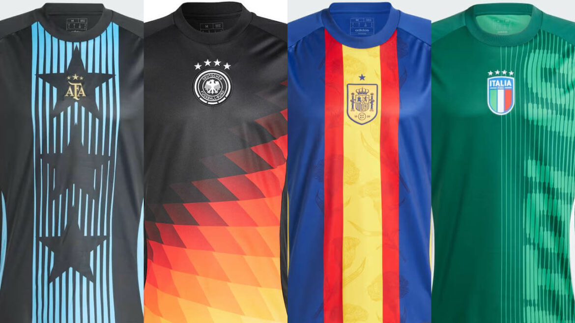 Camisas pré-jogo da Adidas 2024 Seleções