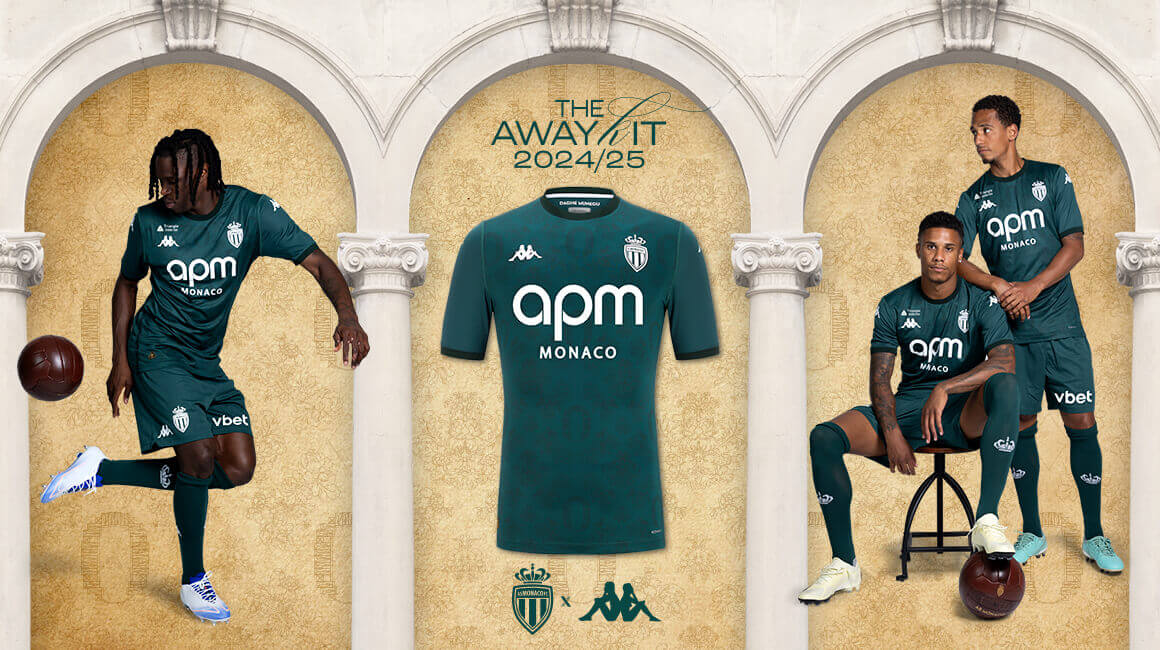 Camisa reserva do AS Monaco 2024-2025 é revelada pela Kappa