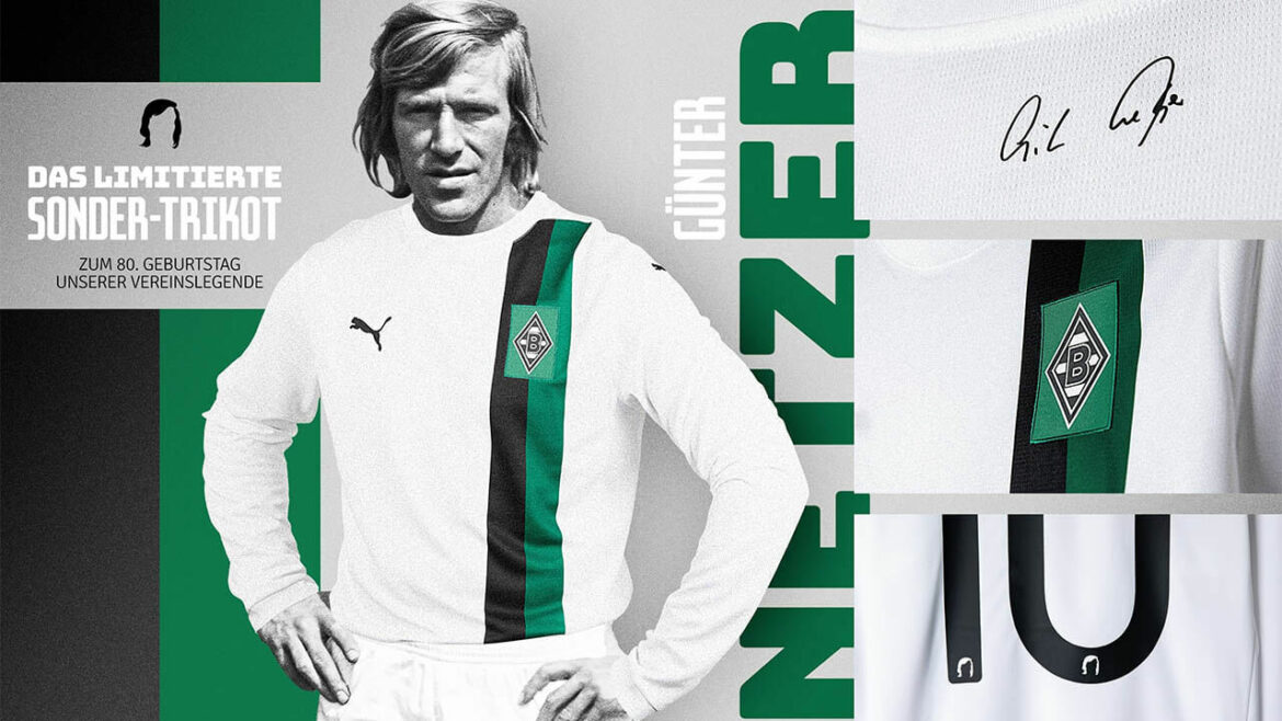 Camisa PUMA do Borussia Monchengladbach Gunter Netzer 80 anos