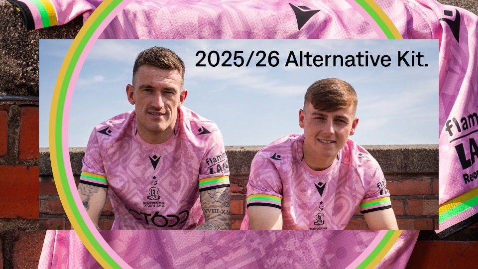 Camisa reserva do Bradford City 2025-2026 é lançada pela Macron