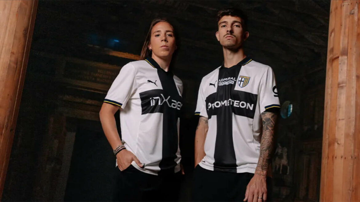 Camisa titular do Parma Calcio 2025-2026 PUMA a Camisa titular do Parma Calcio 2025-2026 PUMA