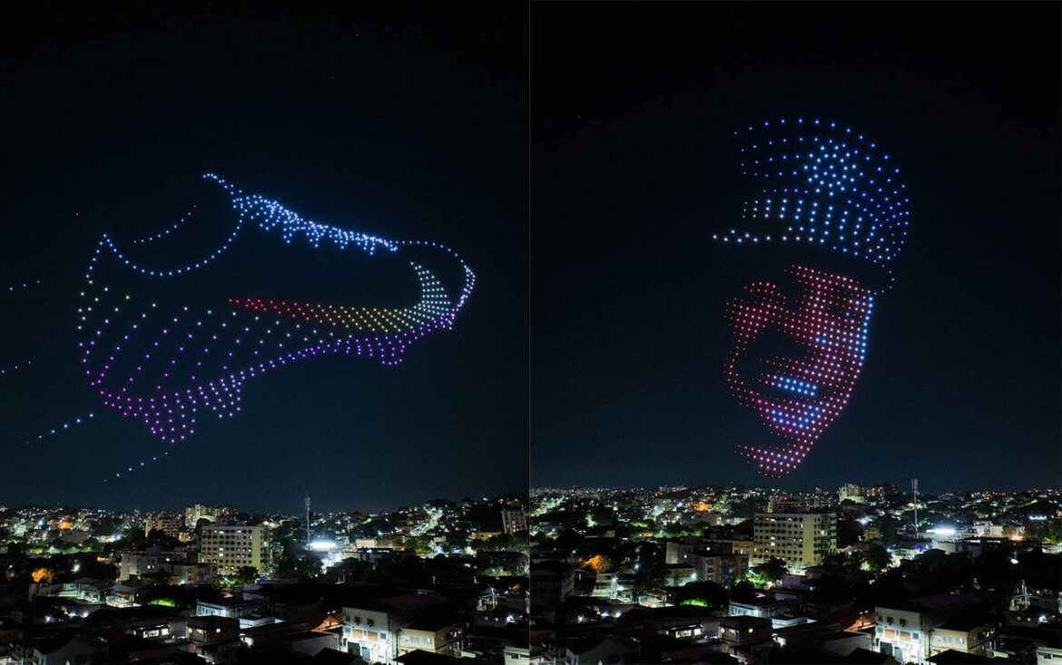 Nike celebra lançamento de chuteira exclusiva de Vini Jr. com show de drones em São Gonçalo