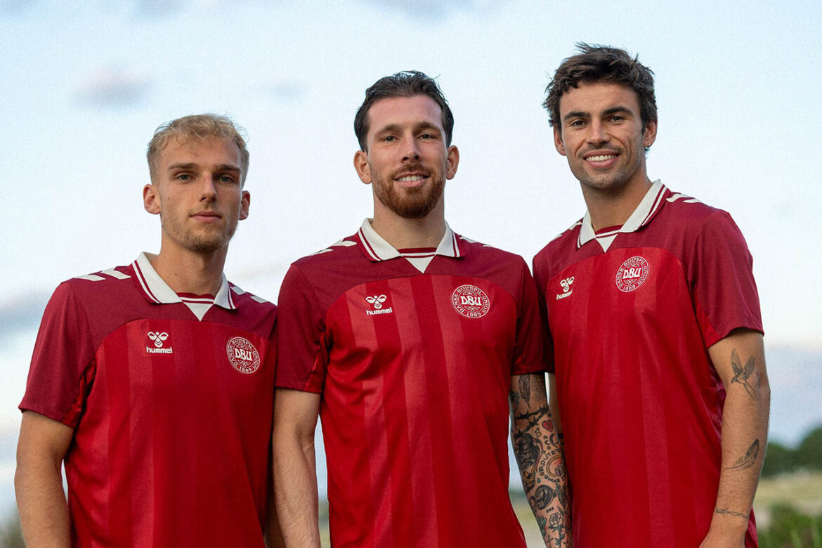 Seleção masculina Dinamarca Camisa feminina Euro 2025