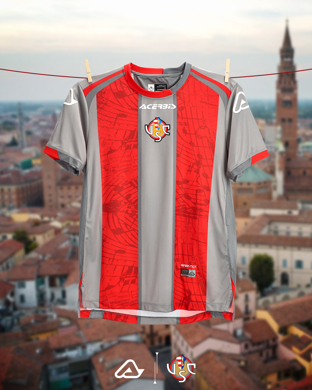 Camisa titular da US Cremonese 2025-2026 Acerbis kit