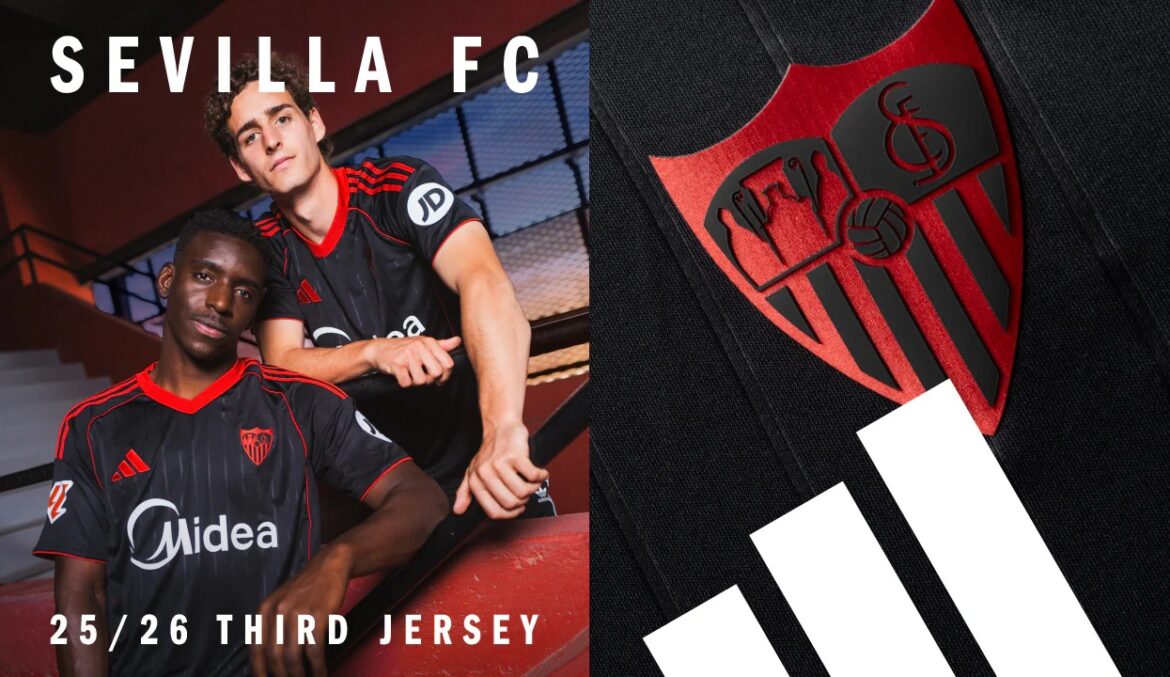 Sevilla FC apresenta terceira camisa 2025-2026 com foco no contraste (1) Sevilla FC apresenta terceira camisa 2025-2026 com foco no contraste